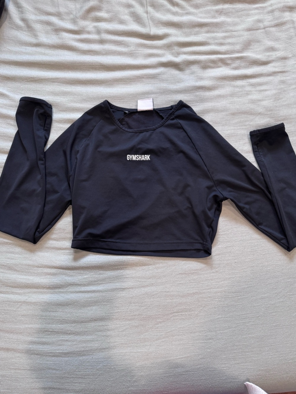 Gymshark Black Cropped Long Sleeve Performance Top